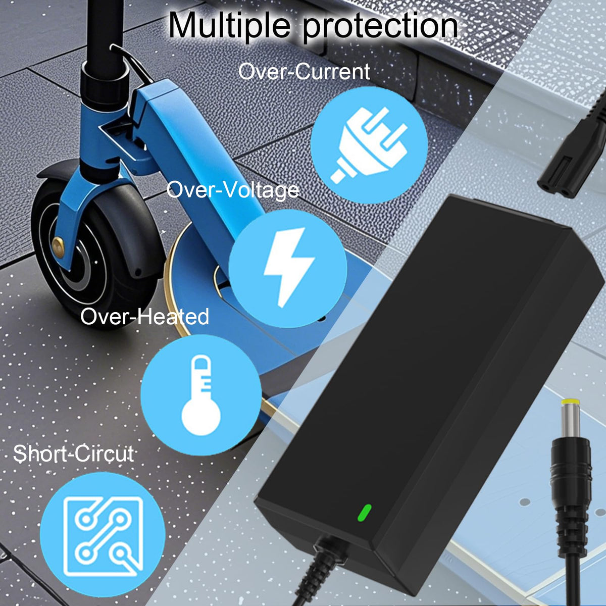 42V 2A Scooter Charger 4 in 1 Removable Connector F769