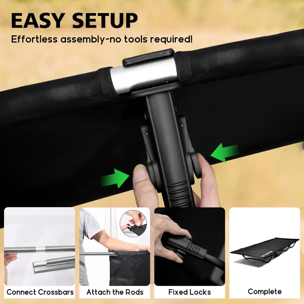 Ultralight Folding Camping Cot 4-Legs 352 lbs Q63725