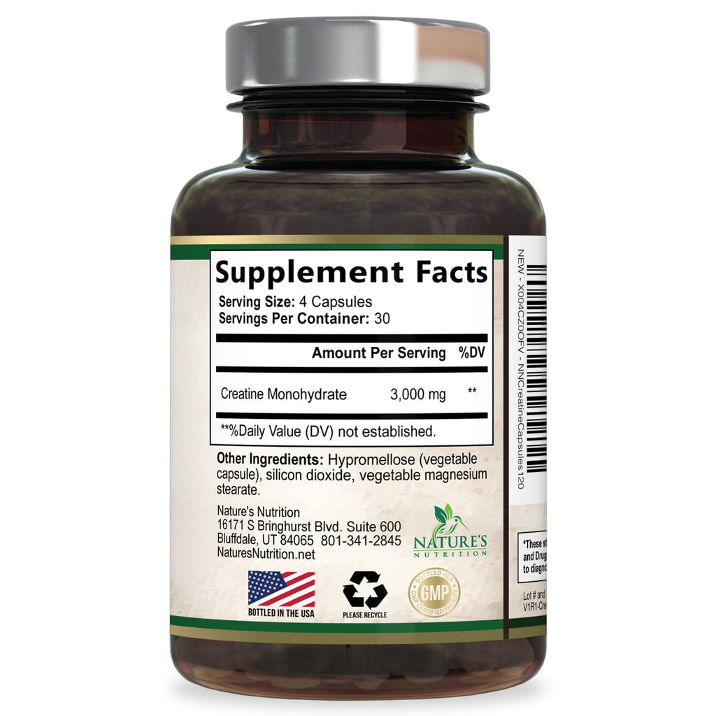 Micronized Creatine Monohydrate 3000mg 120 Capsules F278406