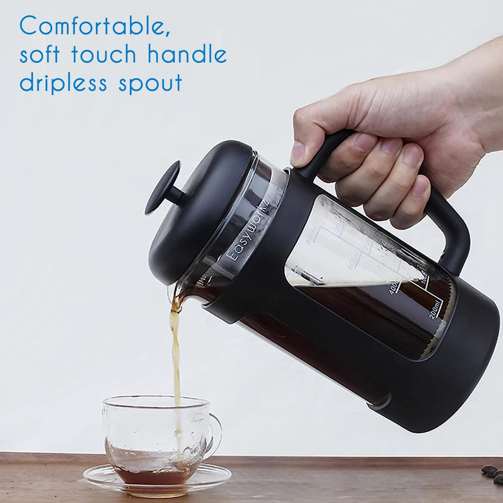 French Press 34 oz Stainless Steel Espresso Cups 5 oz Set of 2 N5665