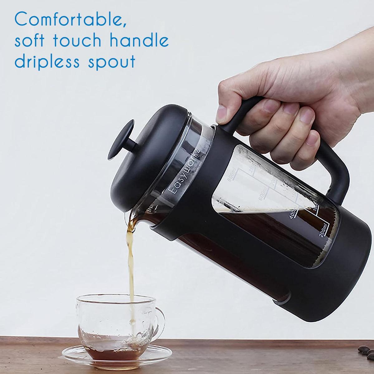 French Press 34 oz Stainless Steel Espresso Cups 5 oz Set of 2 N5665