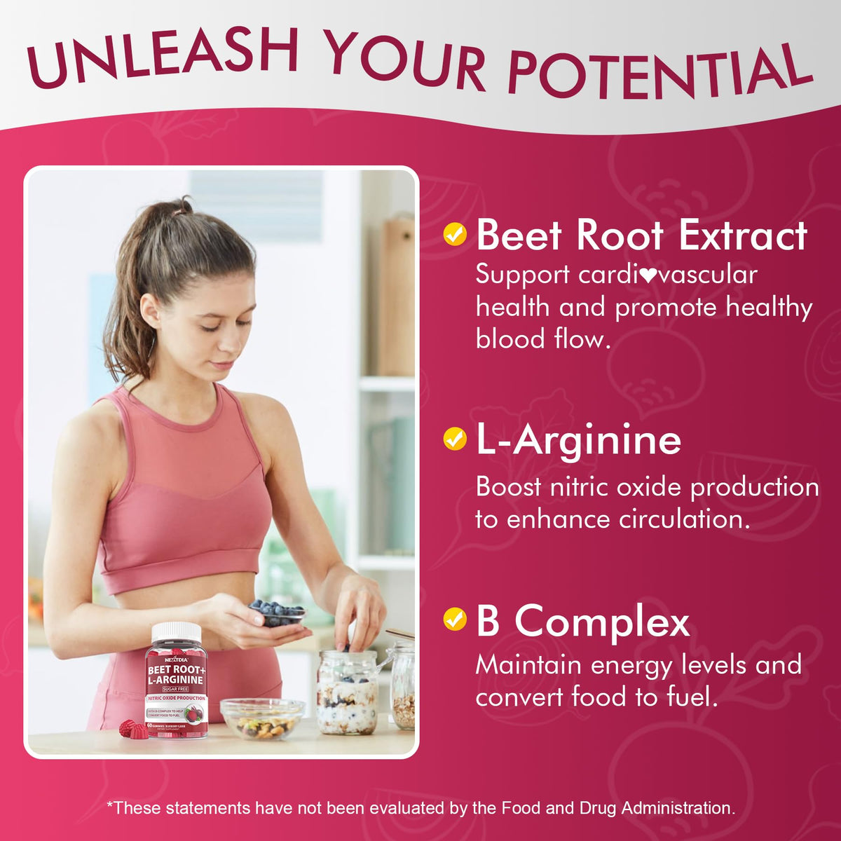 Beet Root Gummies 1200mg with L-Arginine and B Vitamins S7782