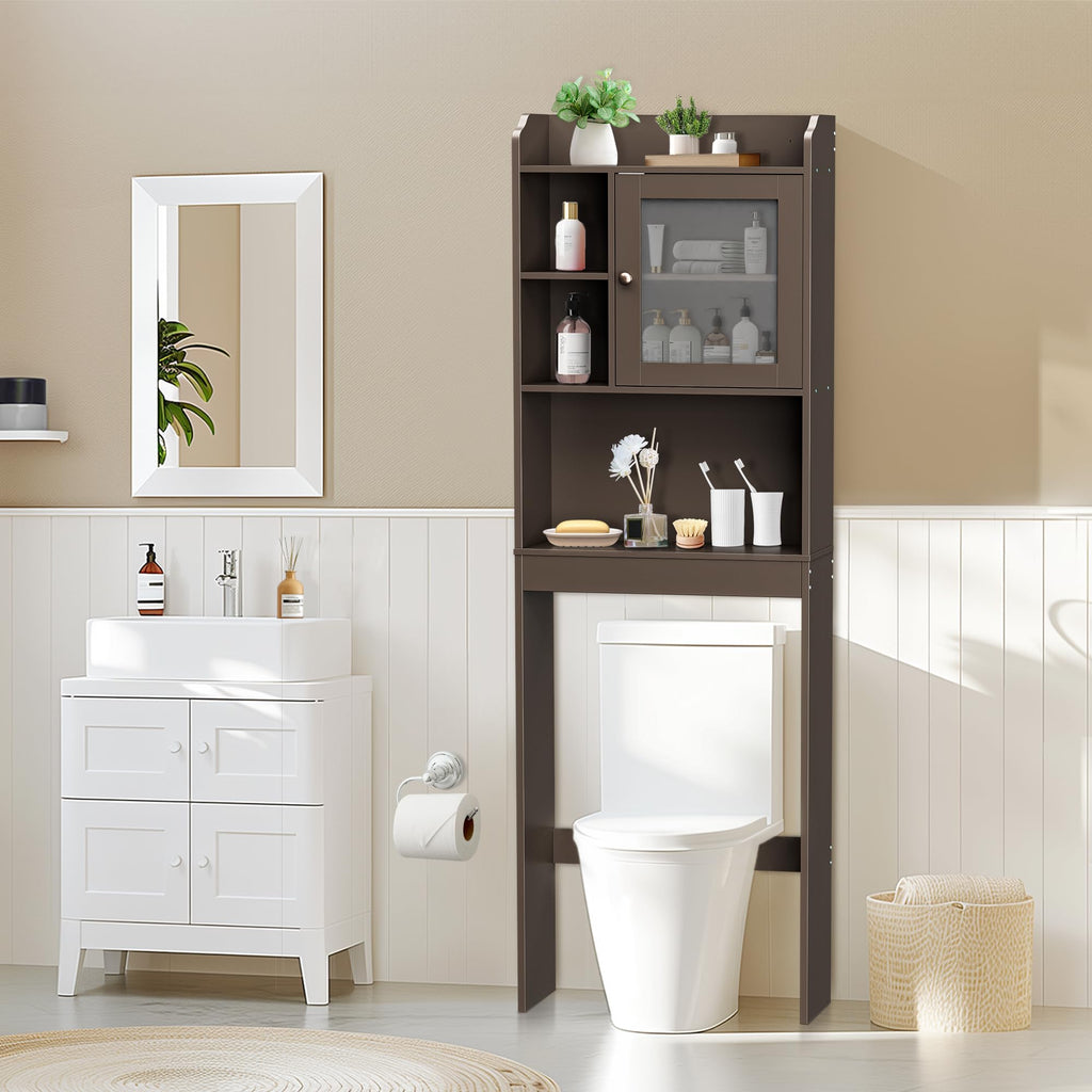 Over The Toilet Storage Cabinet with Adjustable Shelf and Double Doors B547