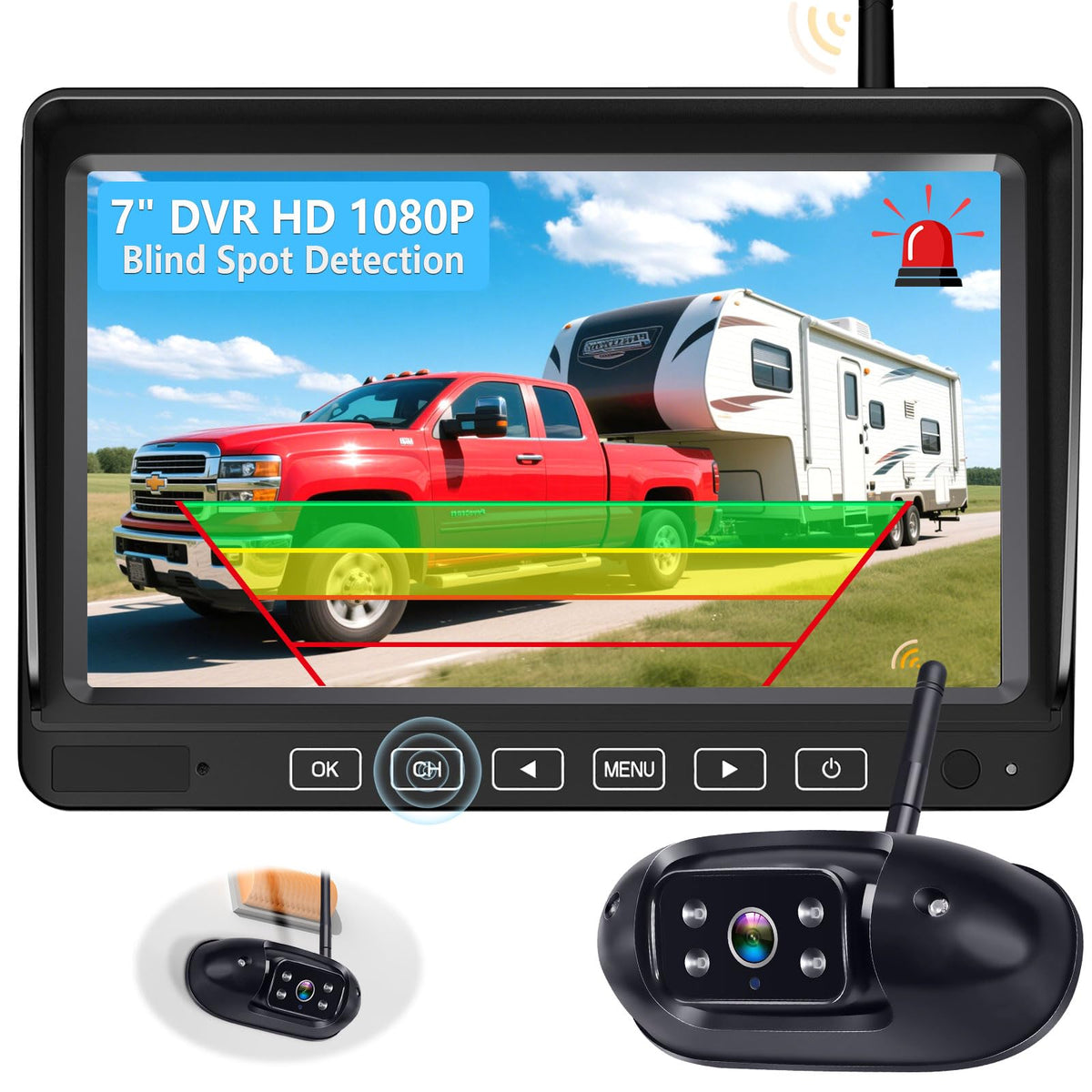 Wireless RV Backup Camera with 7" DVR Monitor C78129