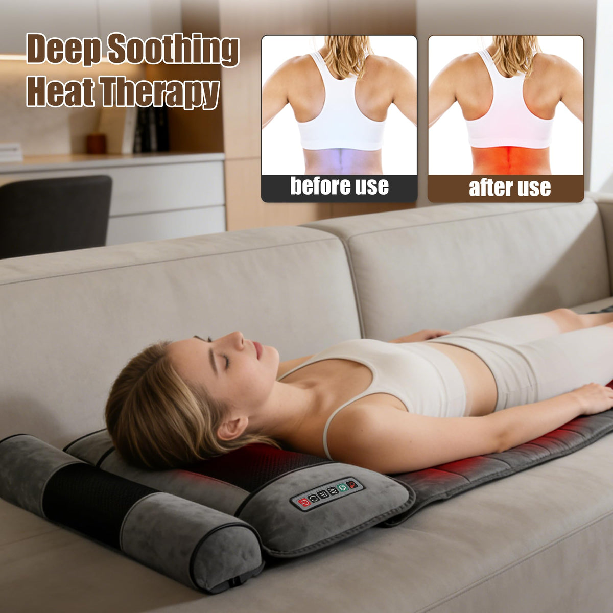 Full Body Massage Mat with Heat, 10 Vibrating Nodes, 9 Modes, 3 Heating Levels, Detachable Neck Foot Massager M670780