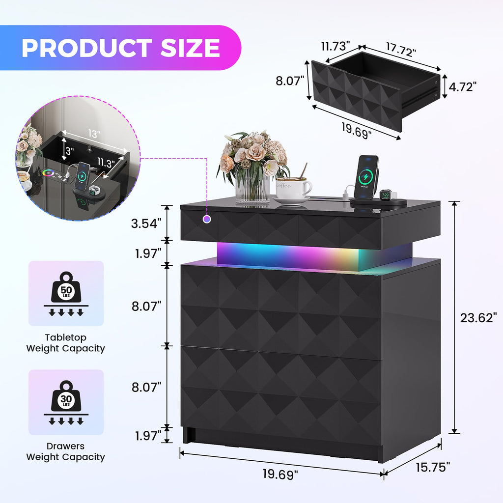 LED Night Stand with Charging Station V589756