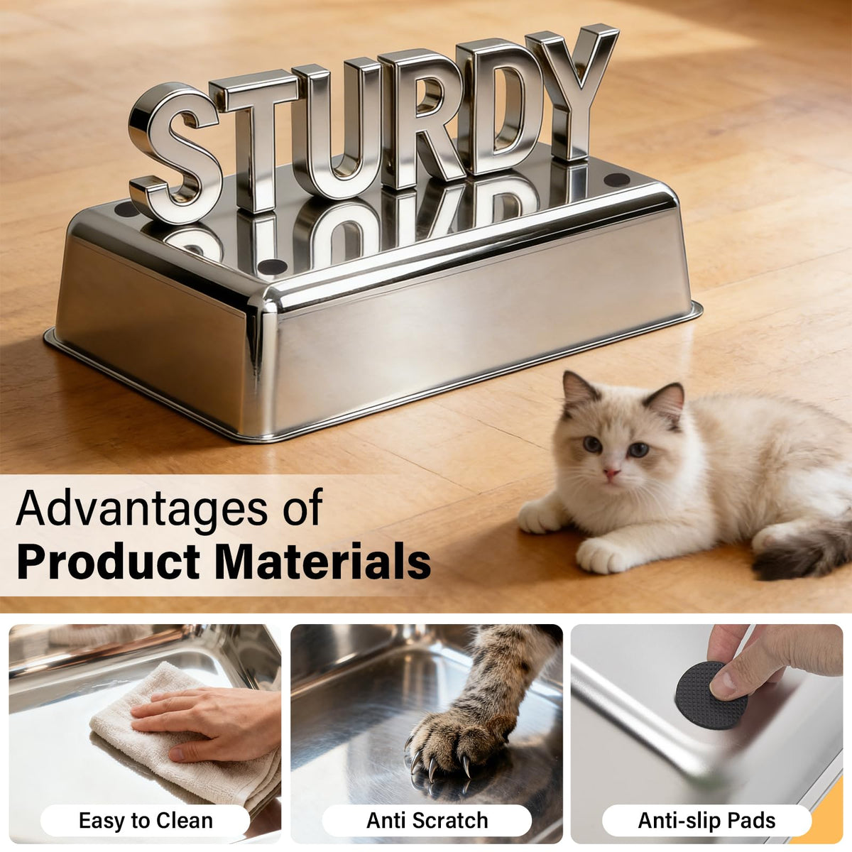 XL Stainless Steel Enclosed Cat Litter Box with Lid M3163