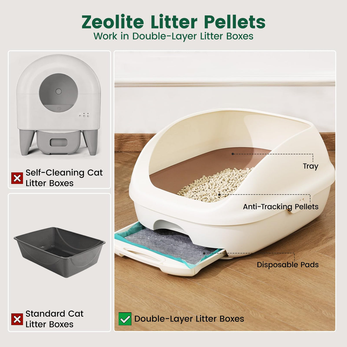 Non-Clumping Zeolite Cat Litter Pellets 7Lbs B256