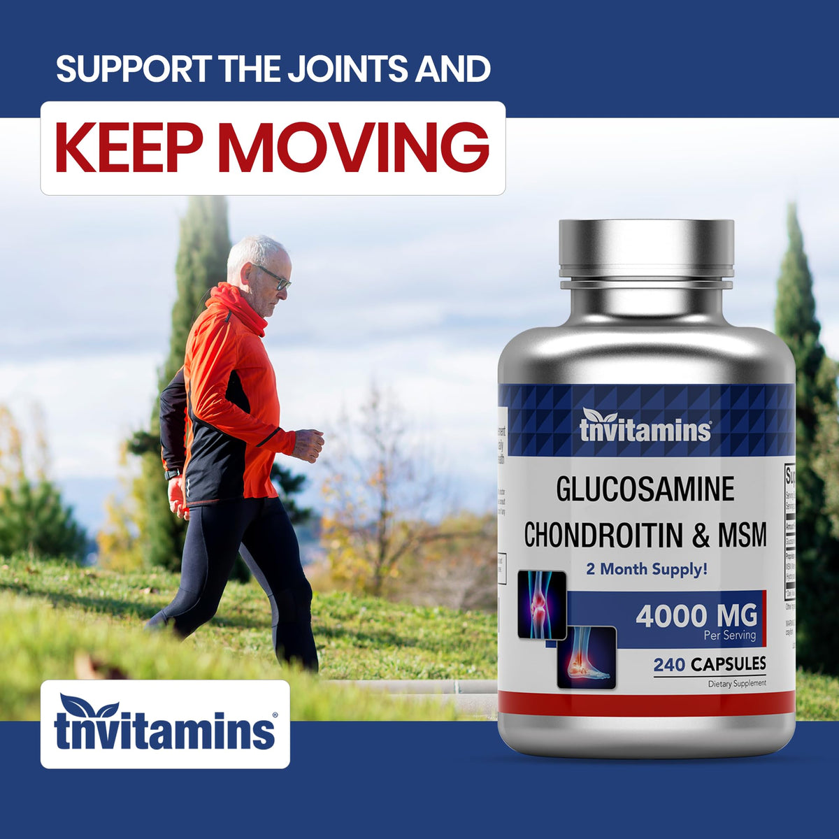 Glucosamine Chondroitin MSM 240 Capsules 4,000 mg Joint Support Supplement L84094