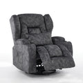Velvet Gray Swivel Rocker Recliner Chair with Cup Holders J868