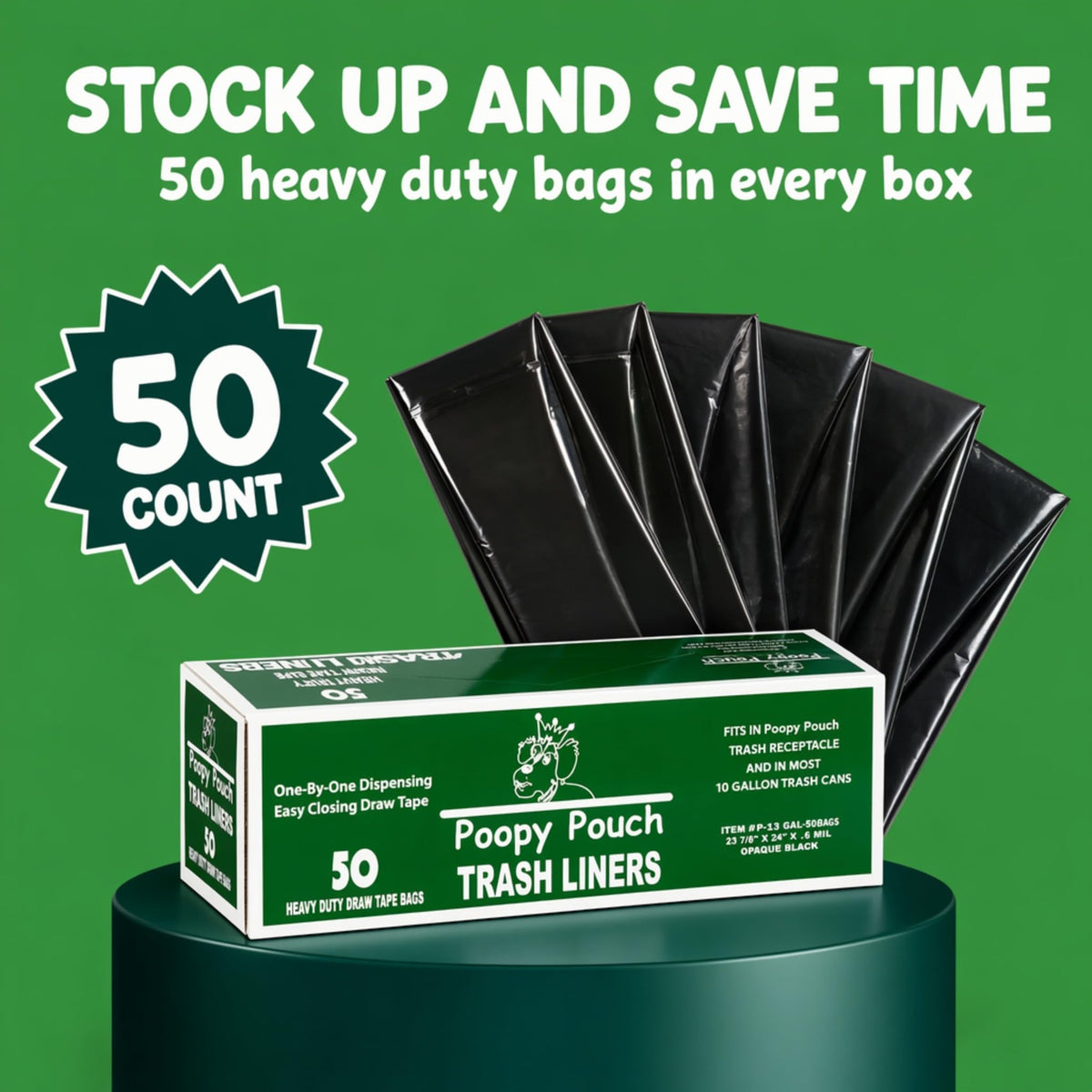 Black Dog Waste Can Liners 50pcs 27.5"x29" S9039