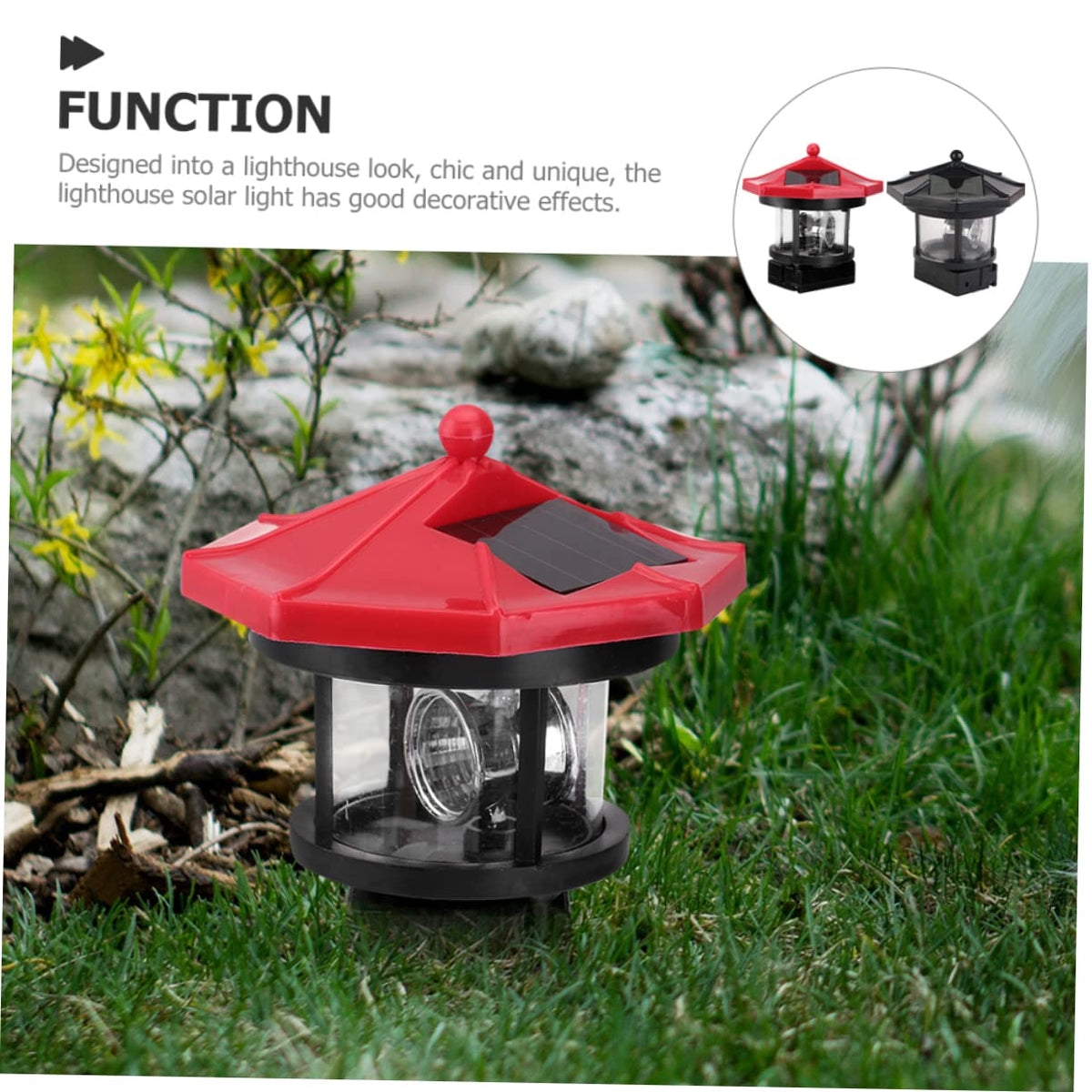 Solar Powered Lighthouse LED Garden Light B318443