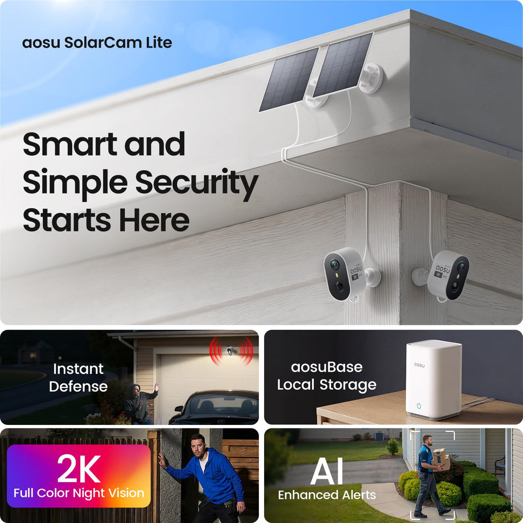 2K Solar Security Cameras Wireless Outdoor System I120057