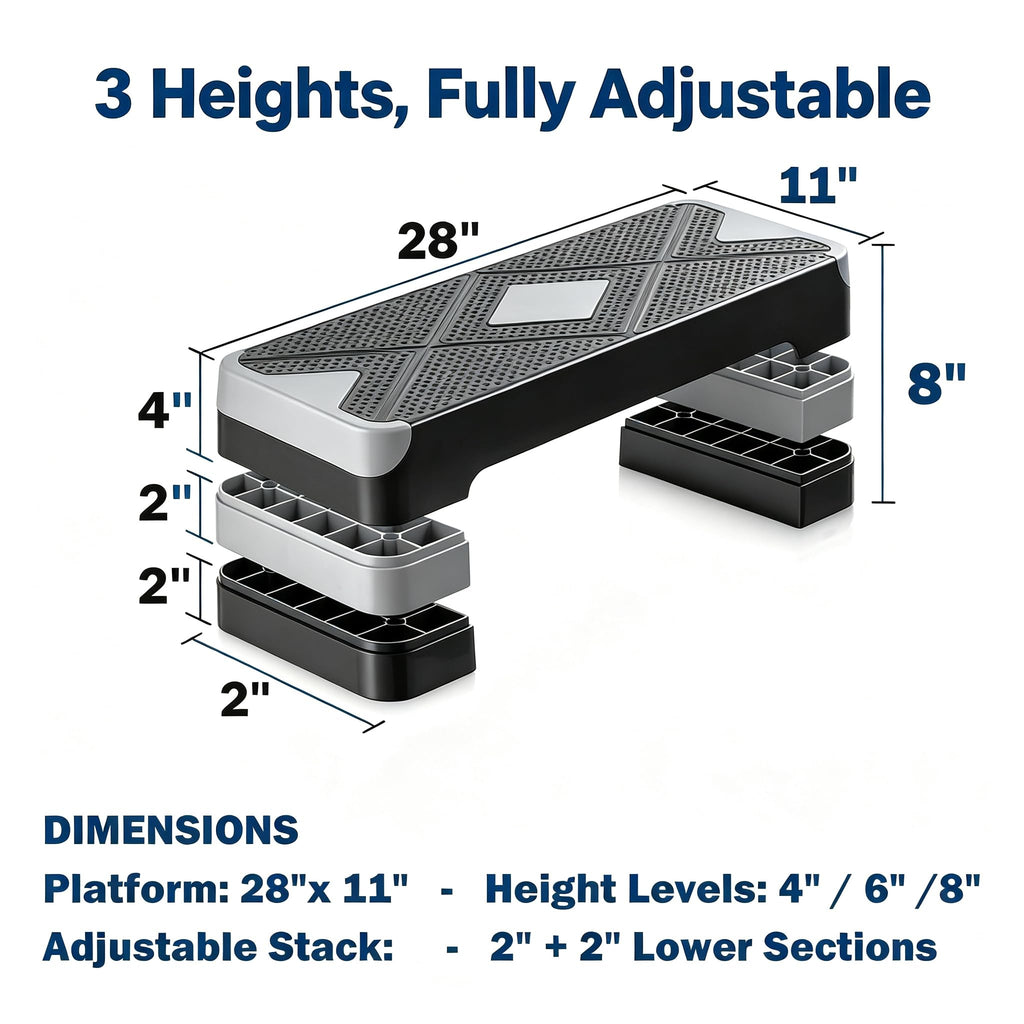 28-Inch Height Adjustable Aerobic Step Platform with 4 Risers U1730