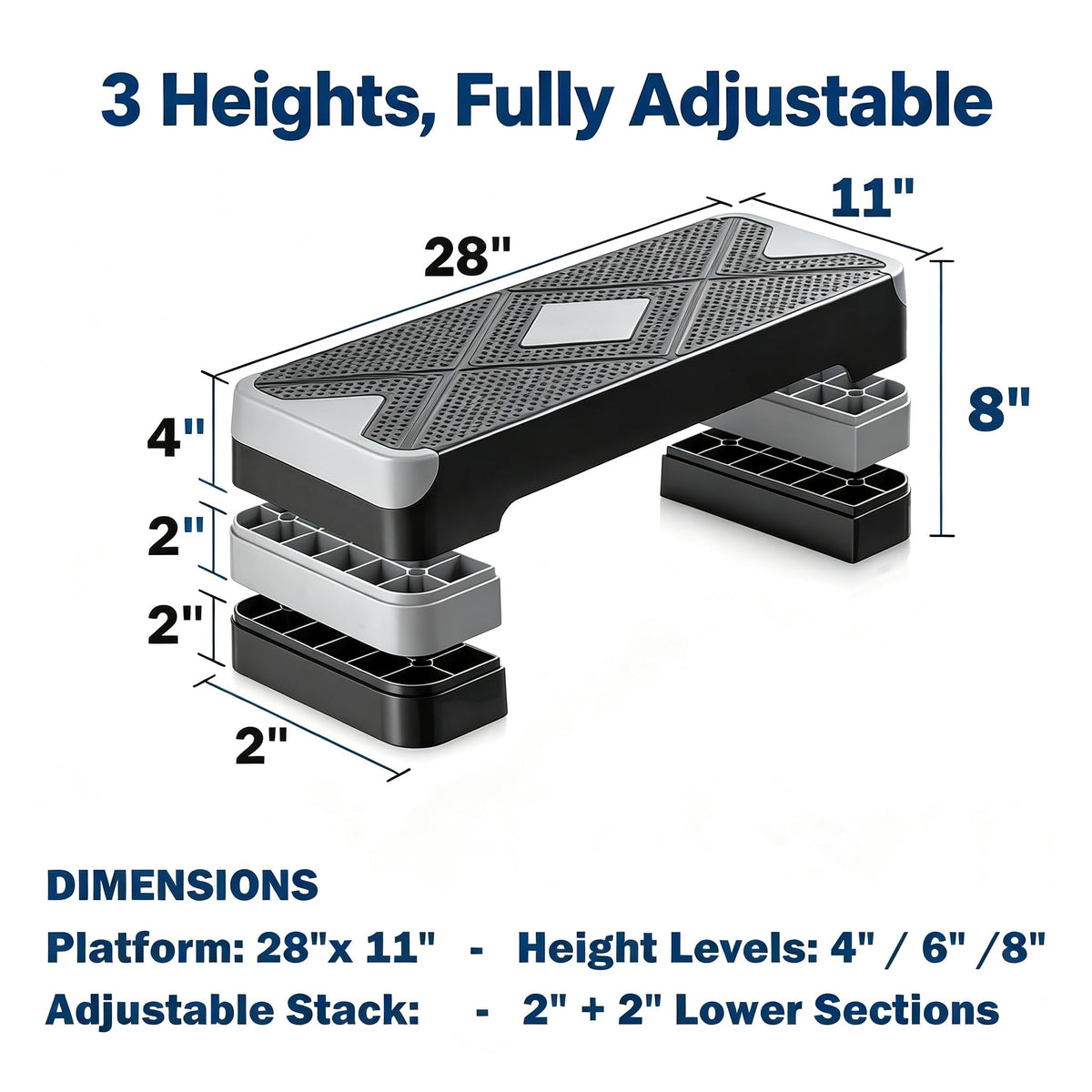 28-Inch Height Adjustable Aerobic Step Platform with 4 Risers U1730