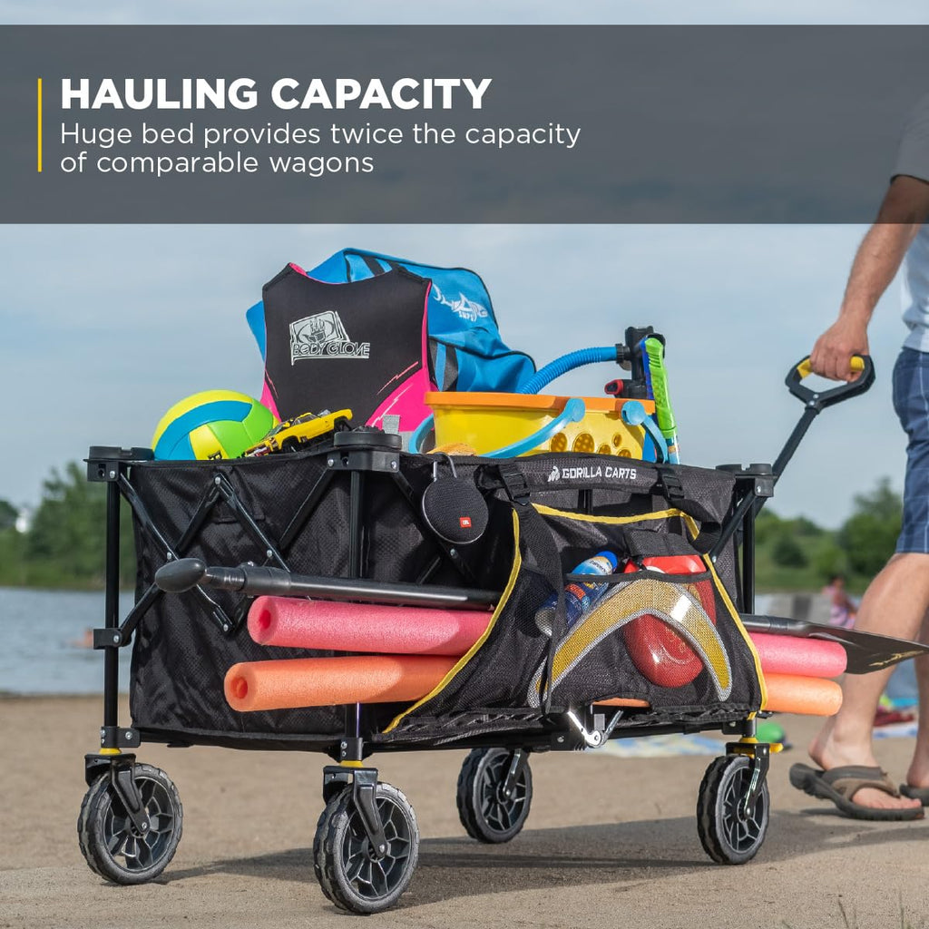 Collapsible Folding Outdoor Utility Wagon, 7 Cu Ft, Black Y8193