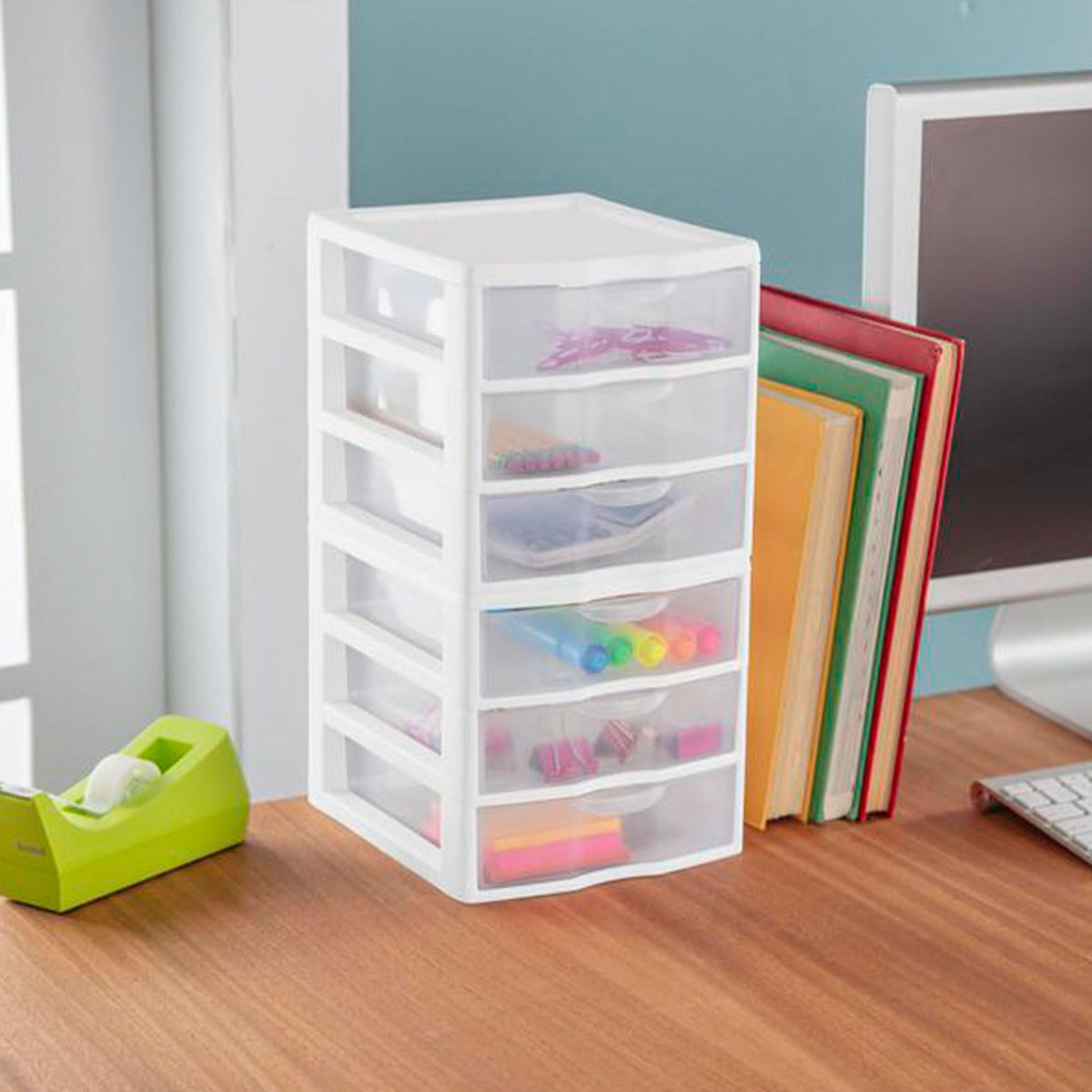 White Plastic 3 Drawer Desktop Storage Unit R85920