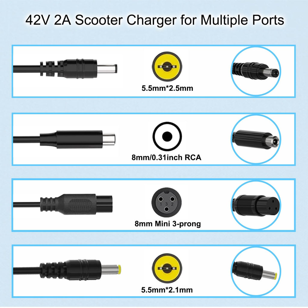 42V 2A Scooter Charger 4 in 1 Removable Connector F769