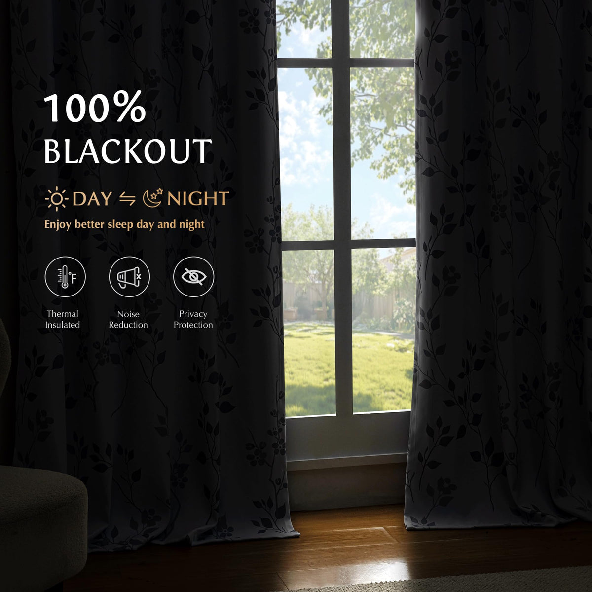 Grey White 100x84 Blackout Curtains L762237