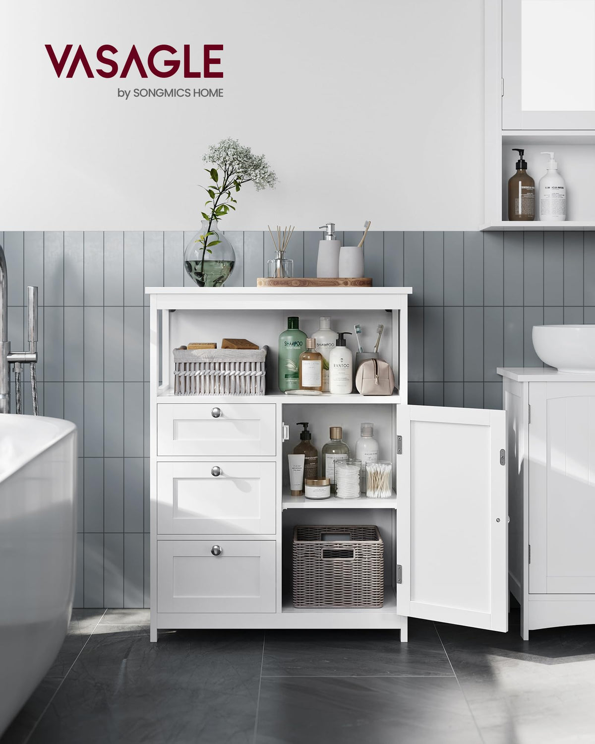 Bathroom Storage Cabinet with 3 Drawers O8701