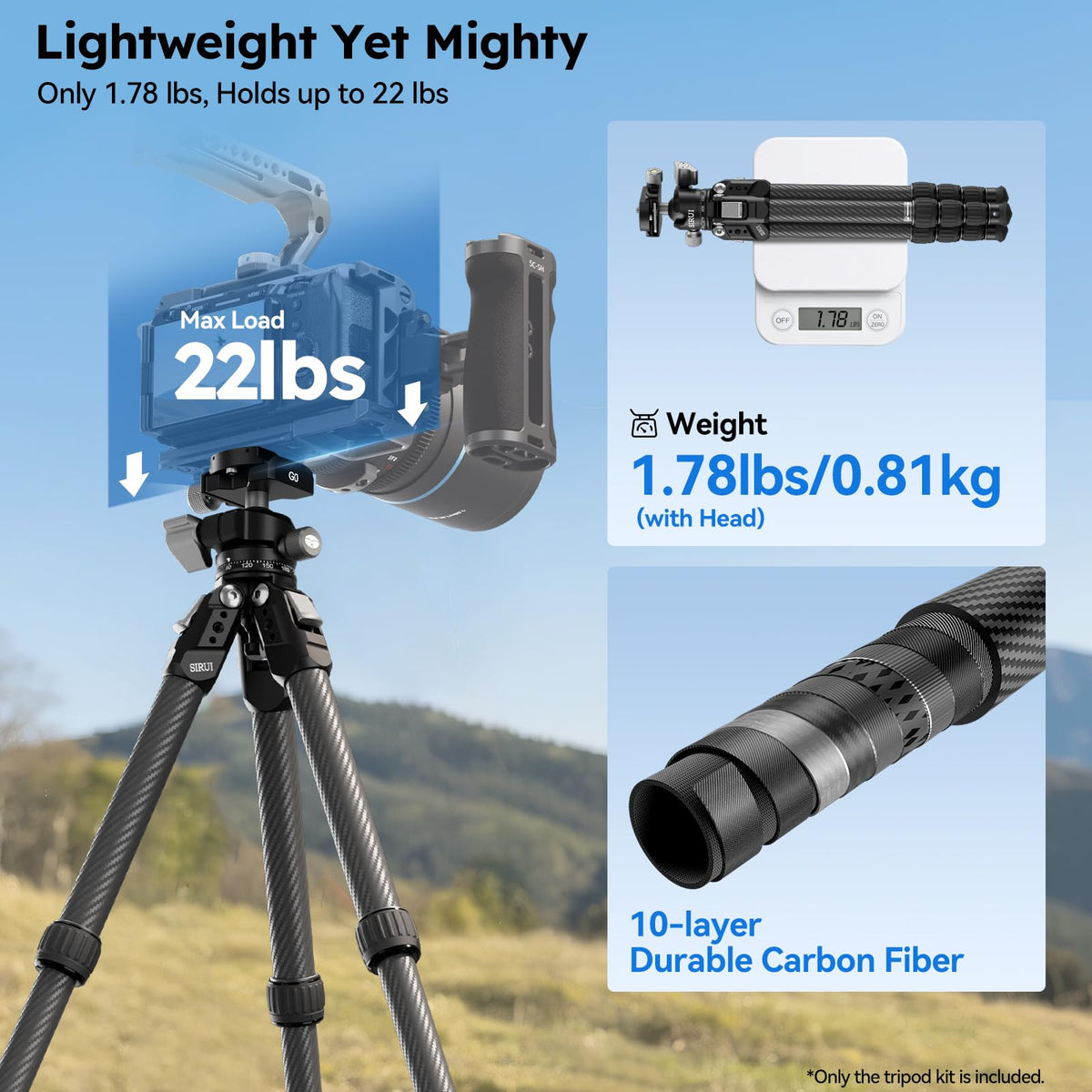 Carbon Fiber Mini Desktop Tripod with 360° Ball Head S47815