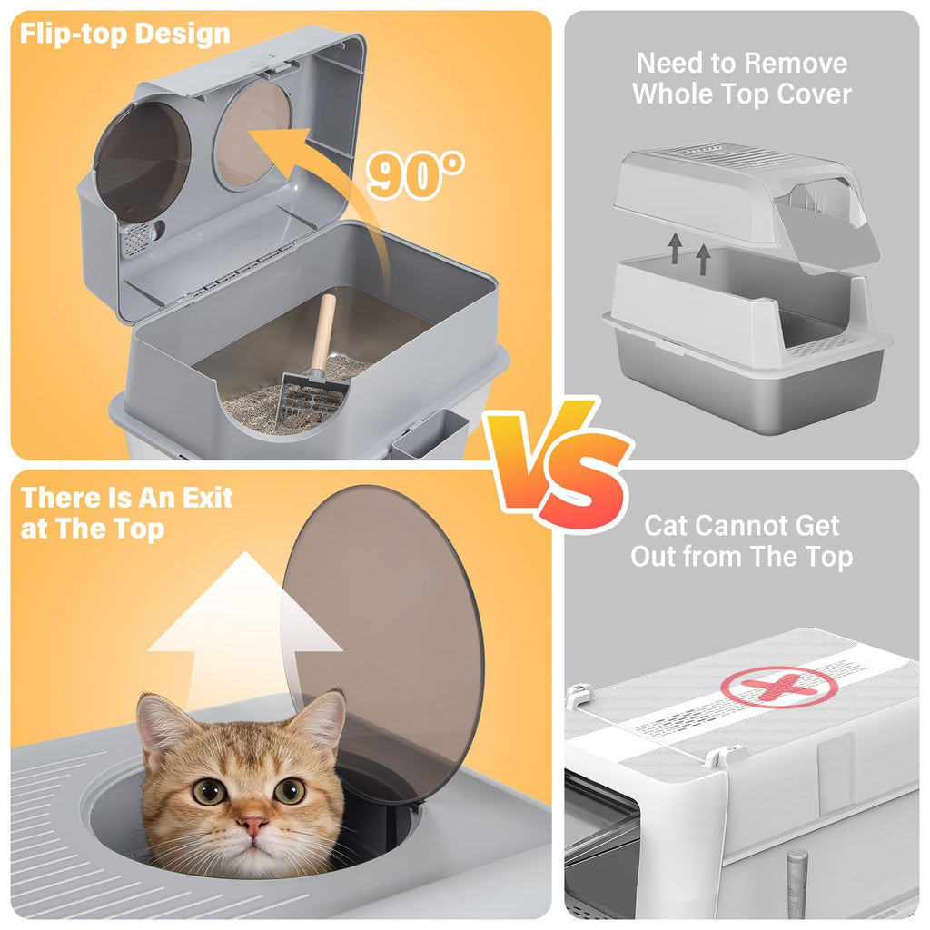 XL Stainless Steel Enclosed Cat Litter Box with Lid M3163
