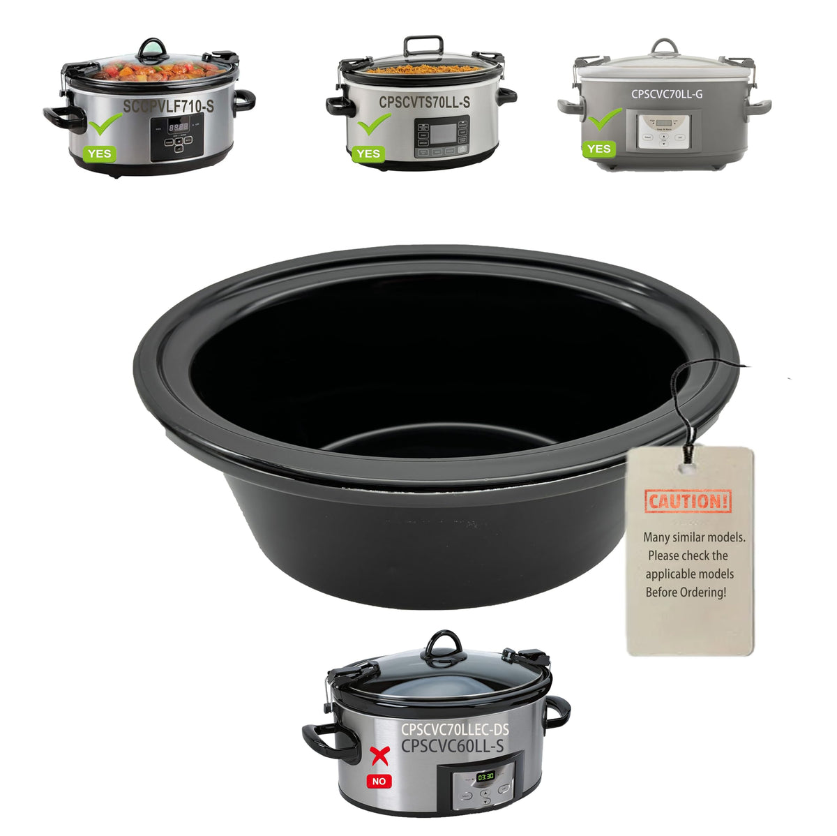 7 Qt Ceramic Slow Cooker Pot Y66022