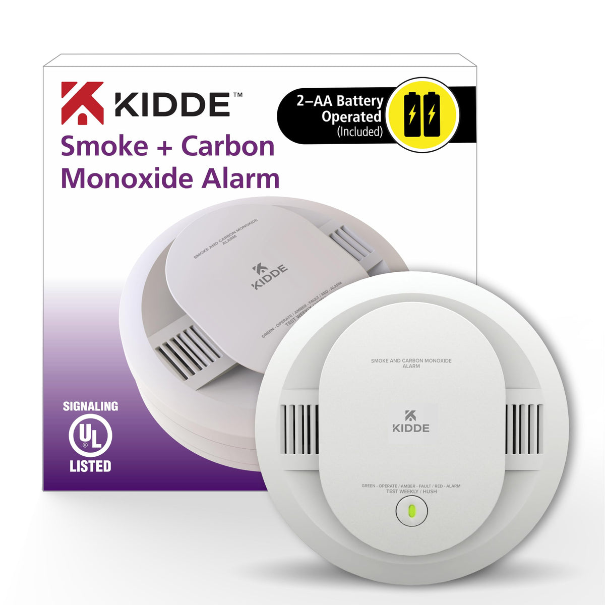 Smoke & Carbon Monoxide Detector, AA Battery Powered, 1 Pack F869