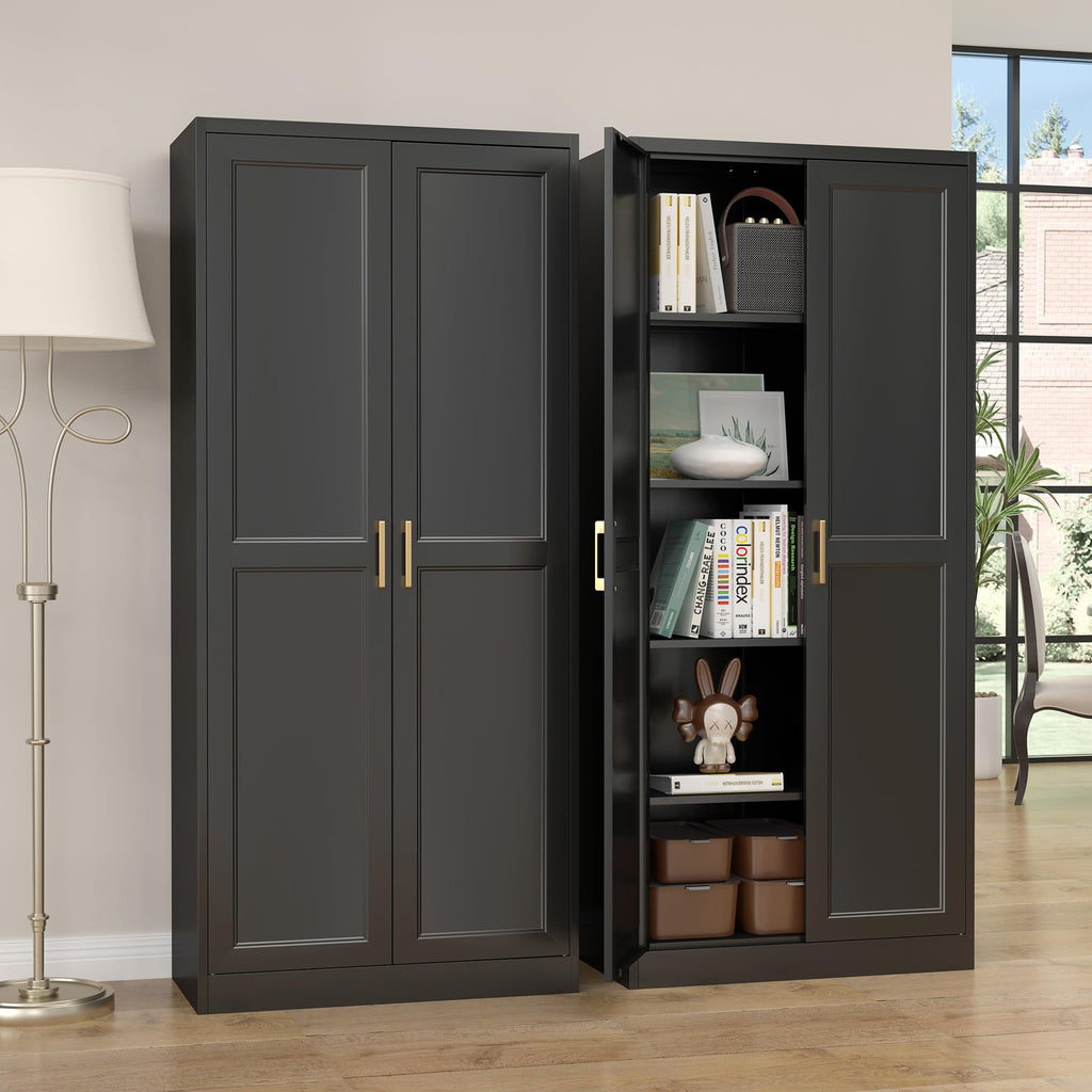 71" Metal Pantry Storage Cabinet with Doors & 4 Adjustable Shelves K475020