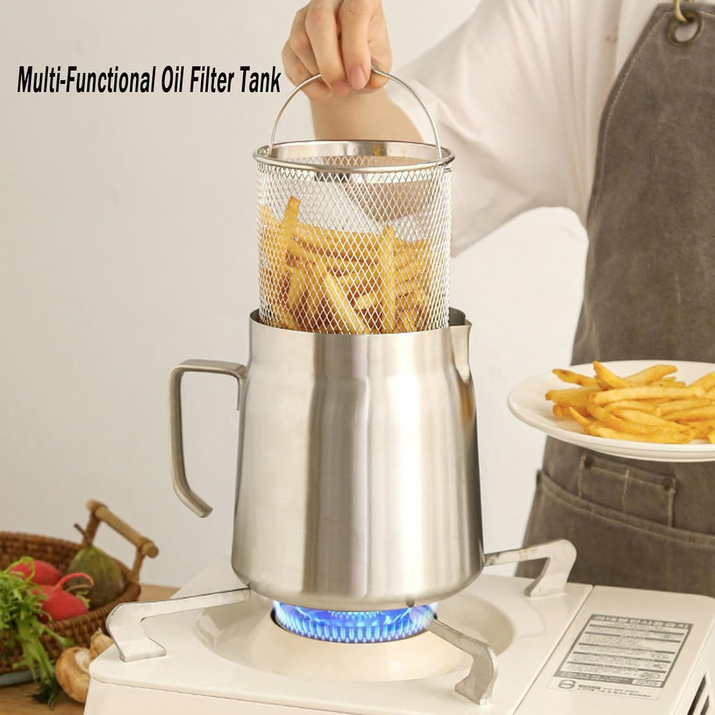 68oz 304 Stainless Steel Deep Fryer Pot with Basket Z3338
