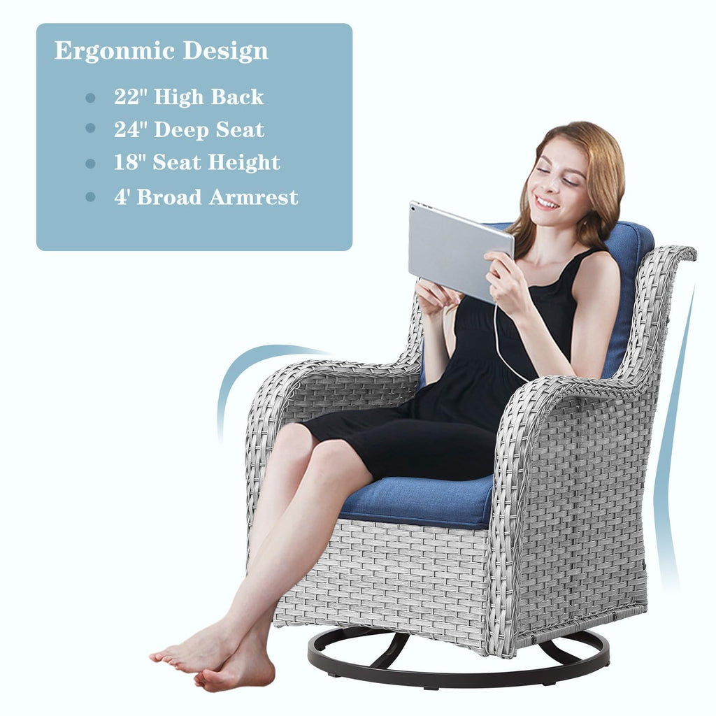 8 Piece Wicker Patio Furniture Set with Swivel Rocker Chairs and Coffee Table K305