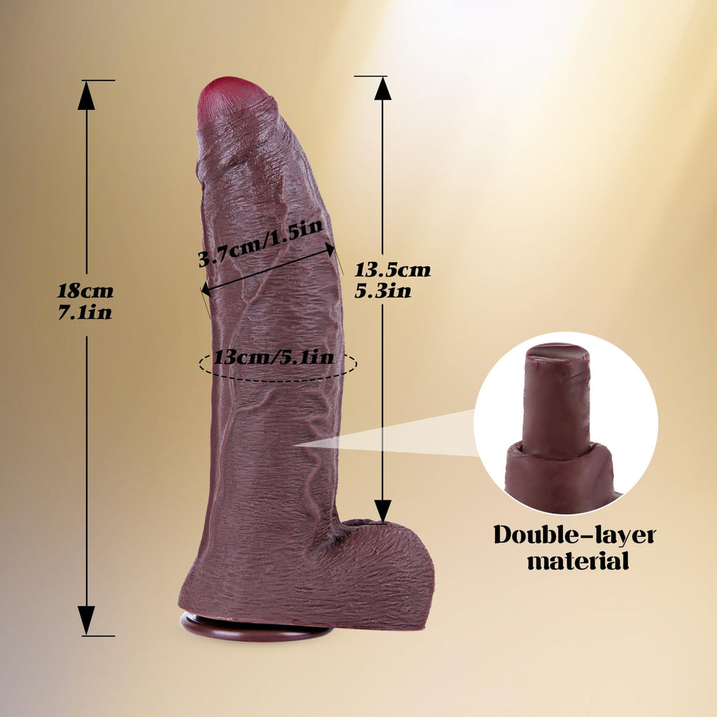 7.1" Silicone Realistic Dildo with Suction Cup Black U737