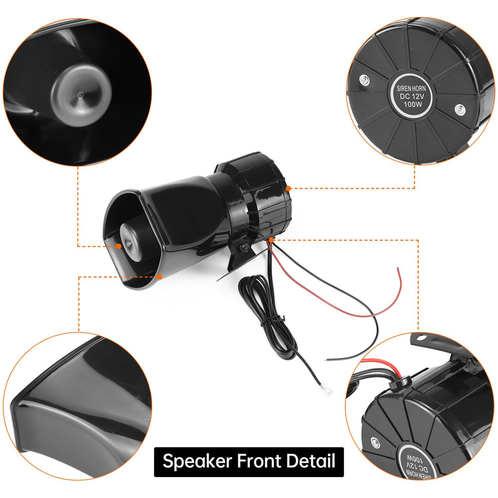 12V 100W 7-Sound Alarm Horn Siren Speaker D997