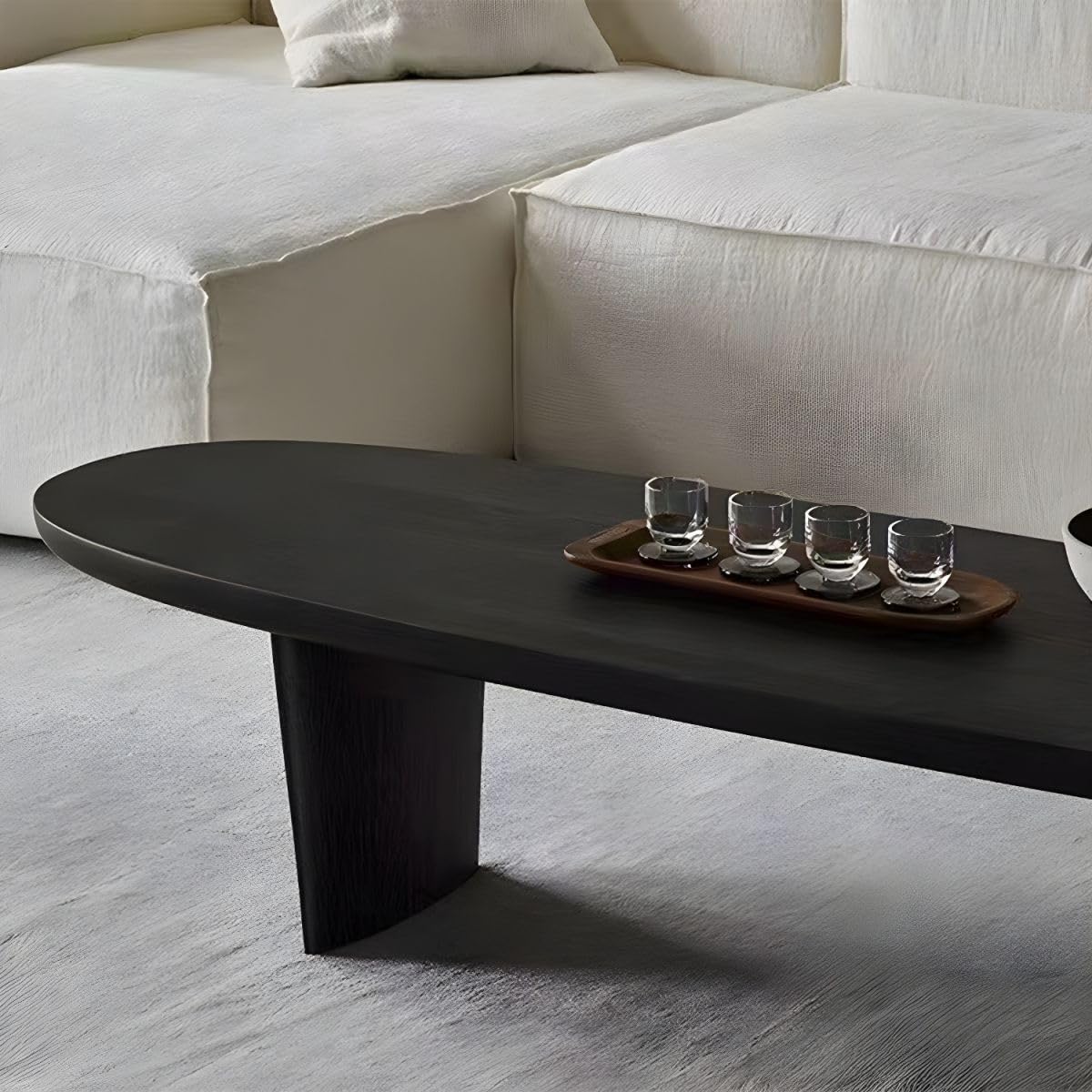 Black Wood Oval Coffee Table 59" L x 19" W x 16" H O5353