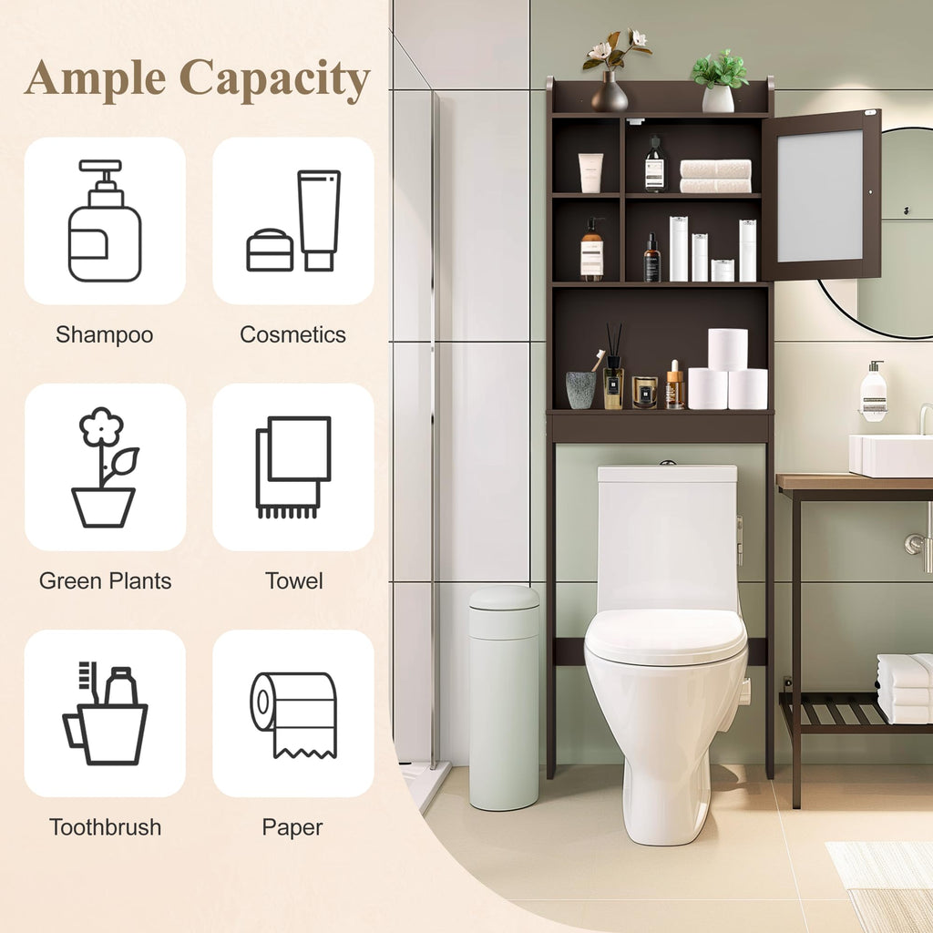 Over The Toilet Storage Cabinet with Adjustable Shelf and Double Doors B547