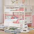 Solid Wood Twin-Over-Twin Bunk Bed with 2 Storage Drawers U953316