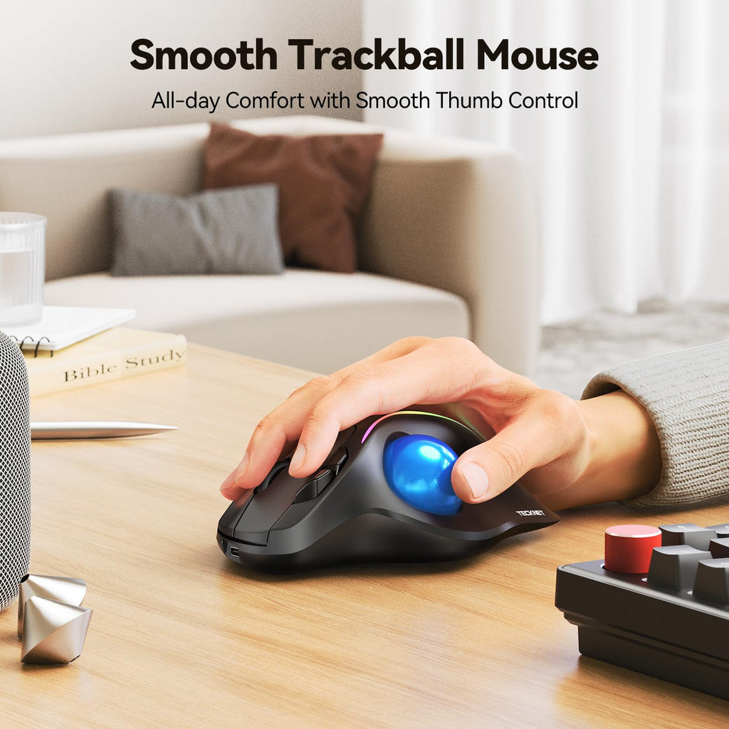 Wireless Bluetooth Ergonomic Trackball Mouse T936599