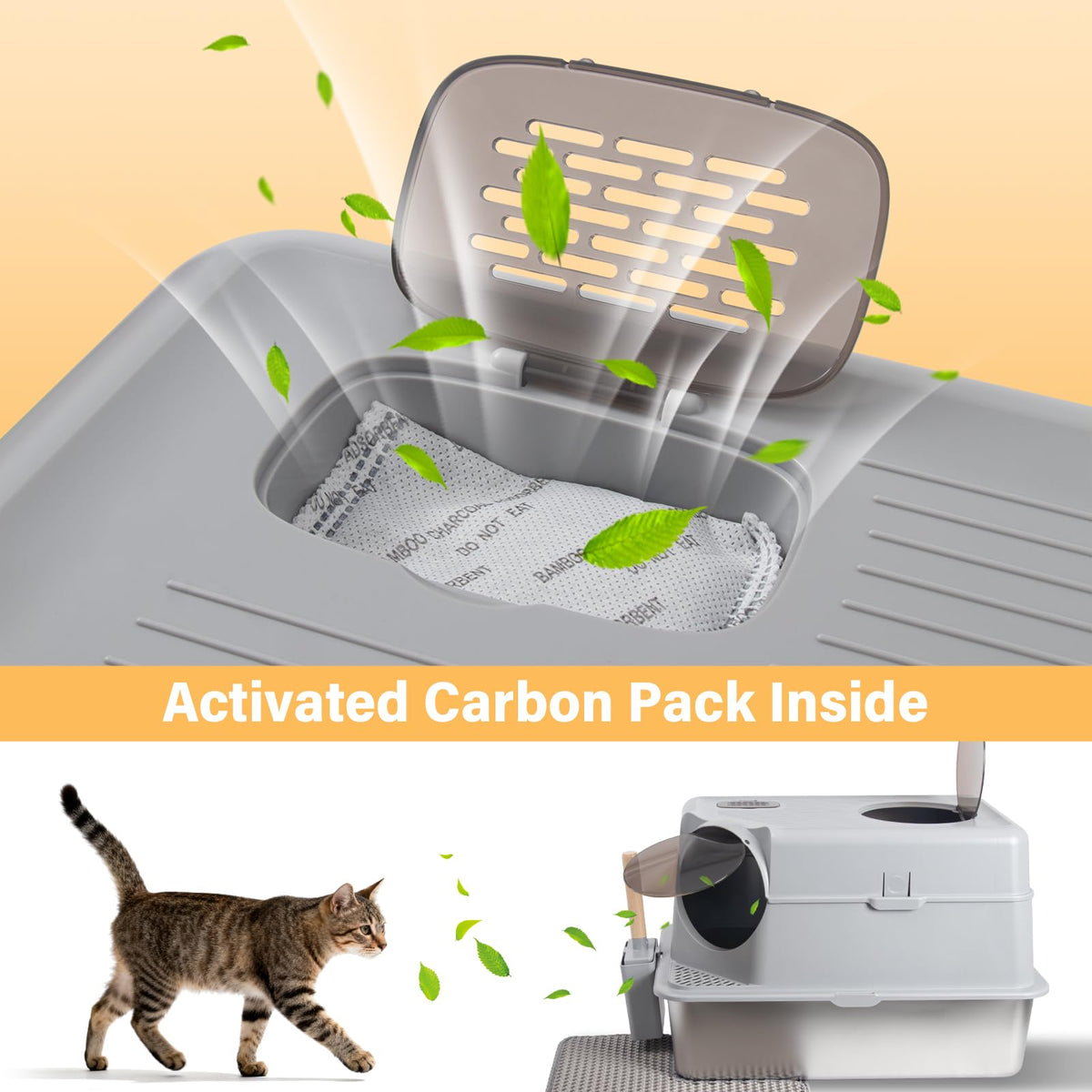 XL Stainless Steel Enclosed Cat Litter Box with Lid M3163