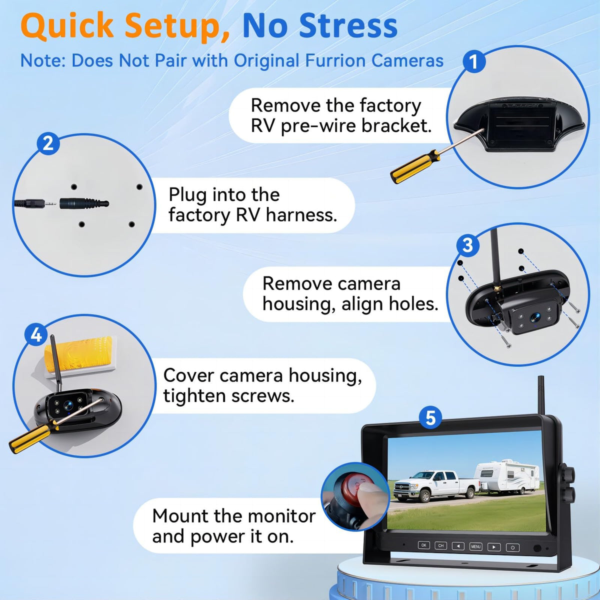 Wireless RV Backup Camera with 7" DVR Monitor C78129