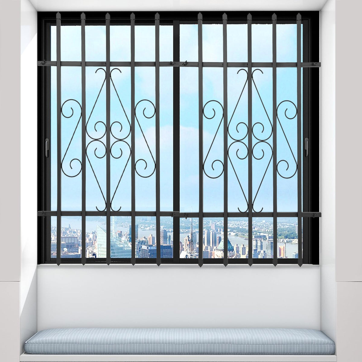 24 x 36 Inch Heavy Duty Iron Window Security Bars, Black 2 Pack X3623