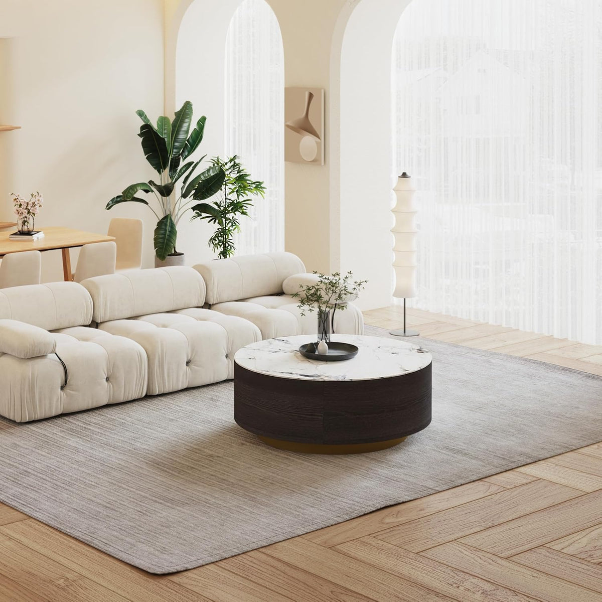 Round Coffee Table with 2 Drawers I872493