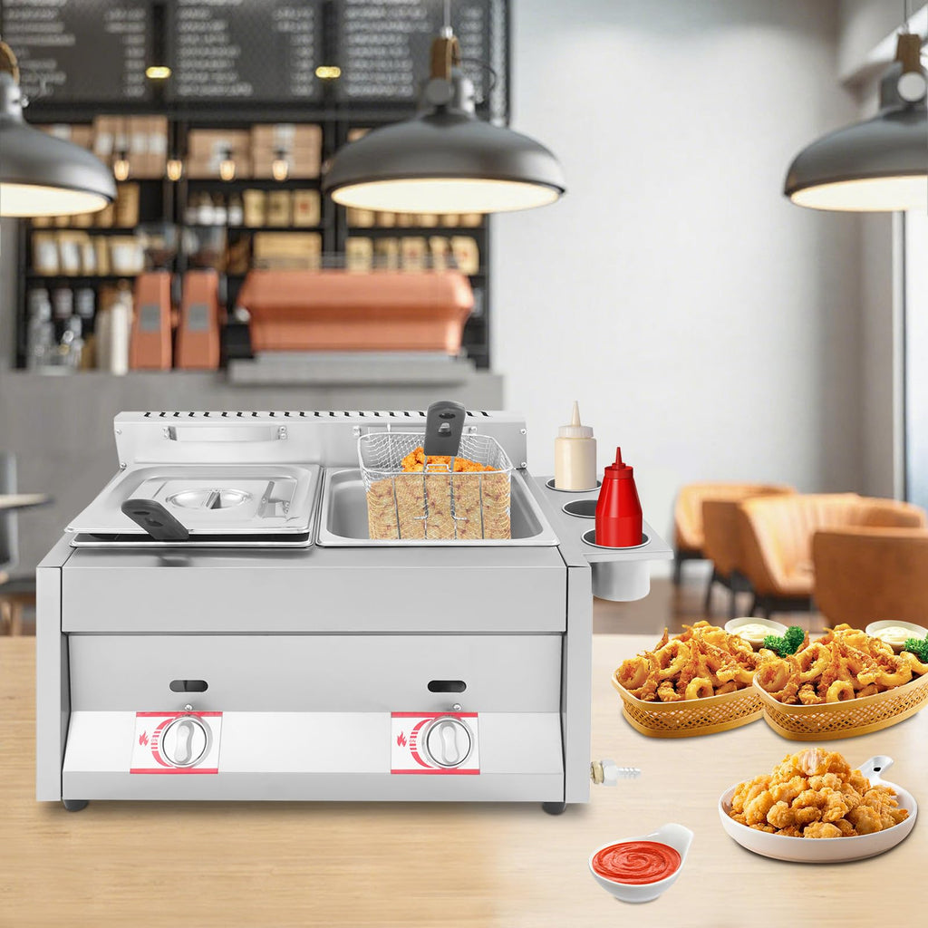 Stainless Steel Countertop Gas Deep Fryer with Basket W2850