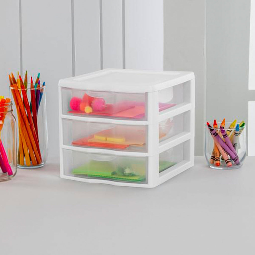 White Plastic 3 Drawer Desktop Storage Unit R85920