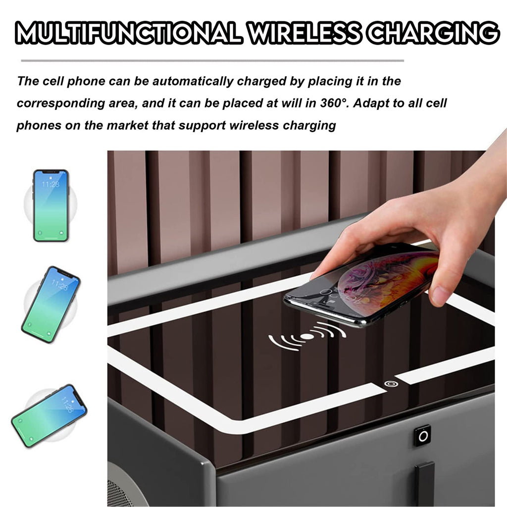 3-Color LED Nightstand with Wireless Charging Station and USB A286