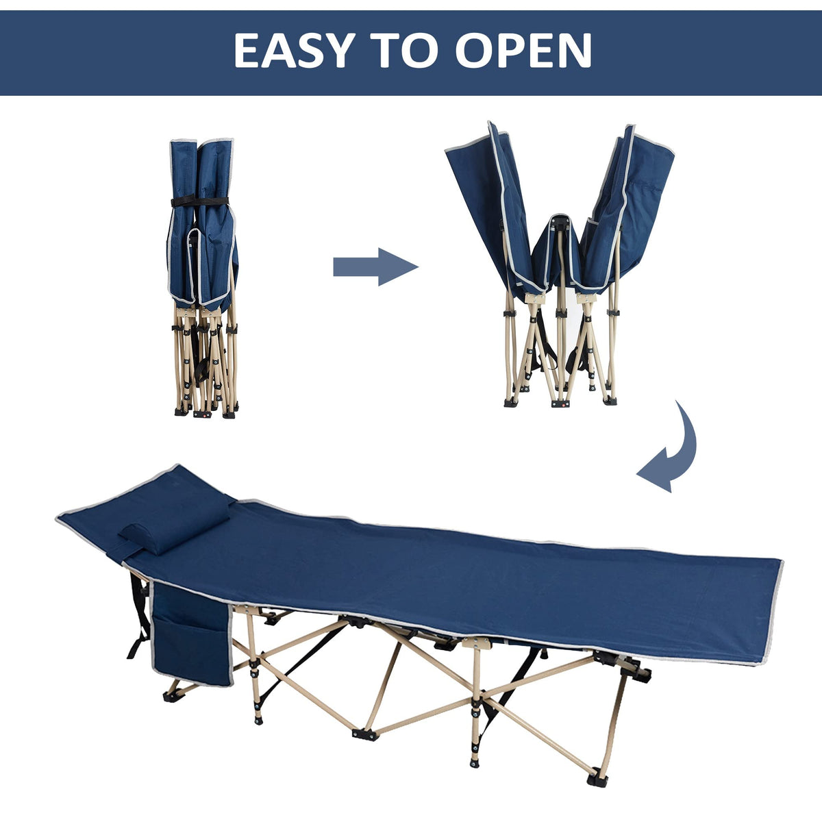 Folding Camping Cot with Carry Bag Pocket Pillow M9323