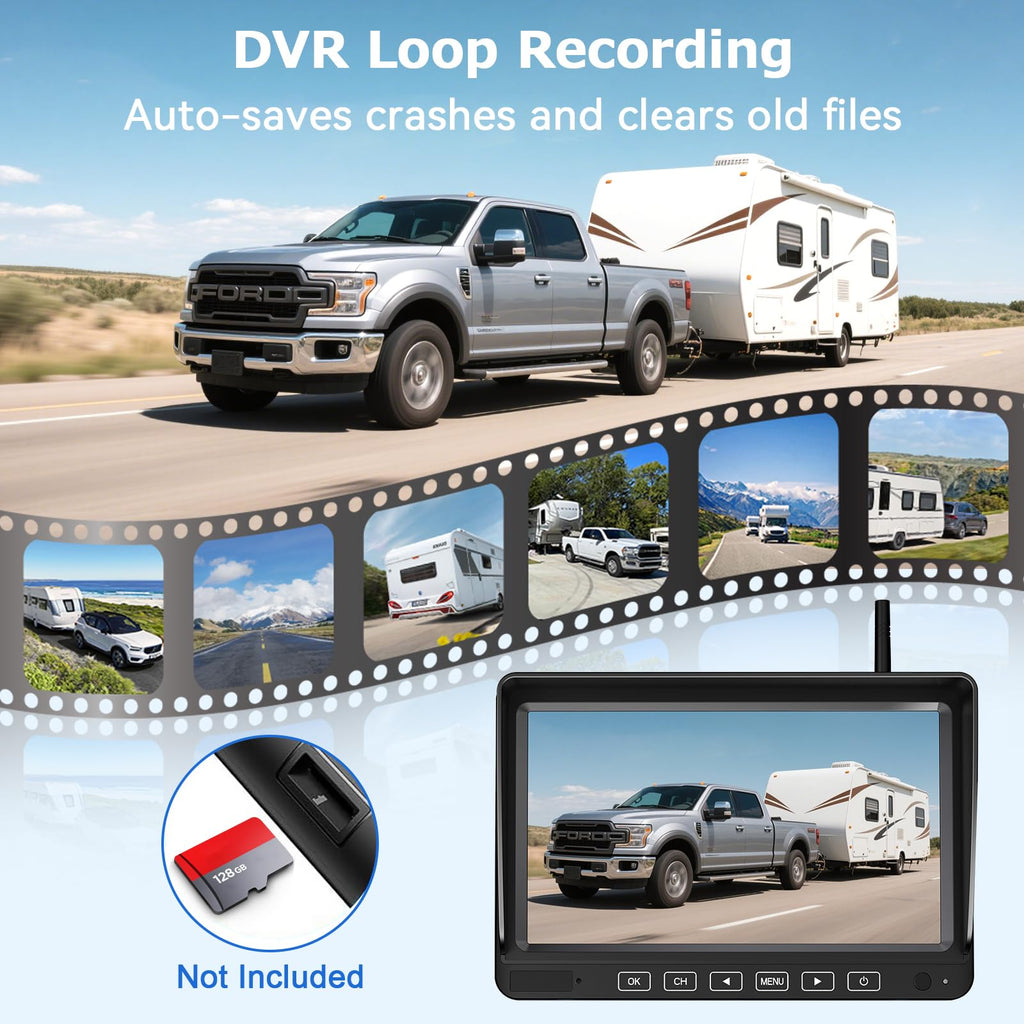 Wireless RV Backup Camera with 7" DVR Monitor C78129