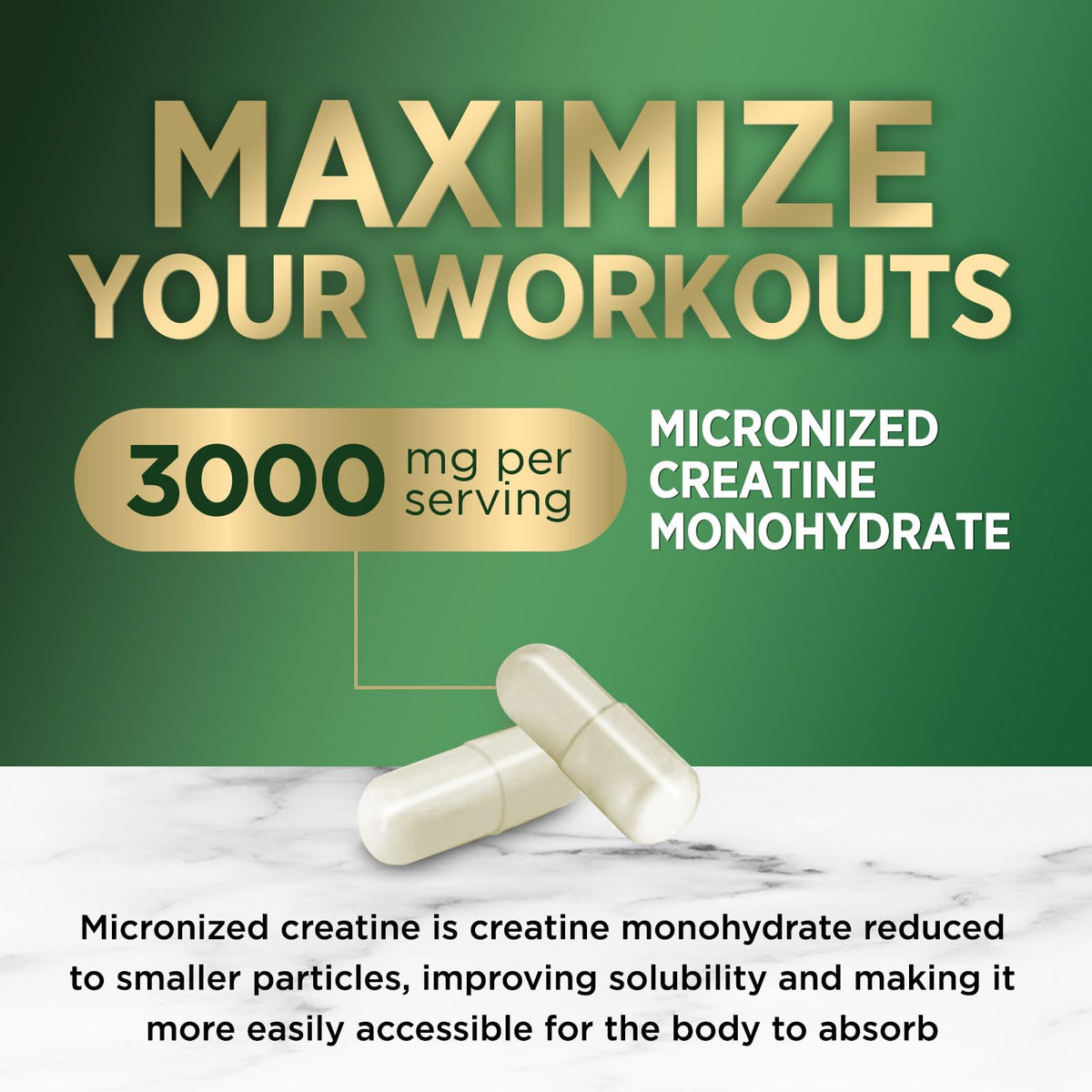 Micronized Creatine Monohydrate 3000mg 120 Capsules F278406