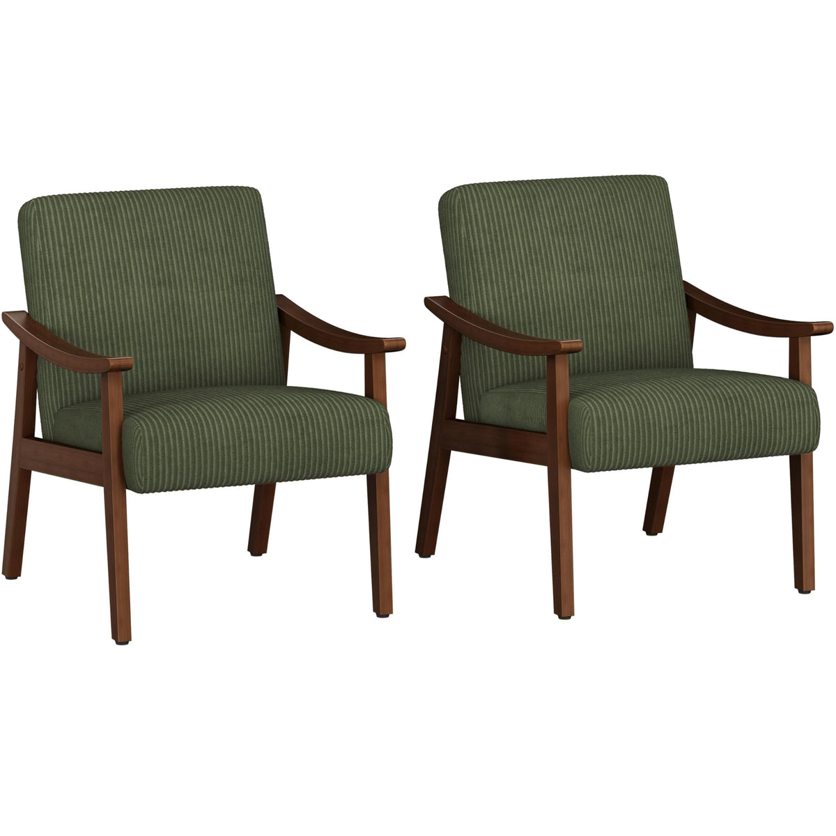 Dark Green Corduroy Accent Chairs Set of 2 J29490