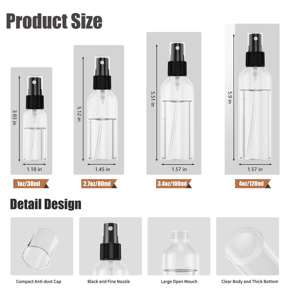 2.7oz/80ml 100PCS Plastic Spray Bottles M1730