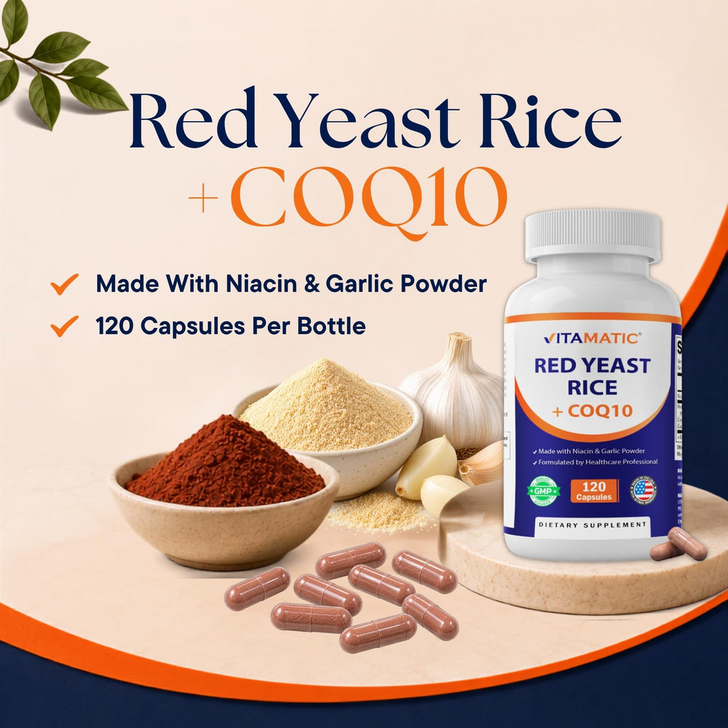 Red Yeast Rice CoQ10 Niacin Garlic 120 Veg Capsules S85418